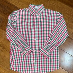 Bella bliss red/green plaid oxford button down shirt size 12 NWOT